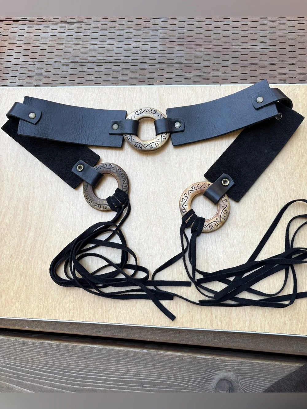 N/A black leather